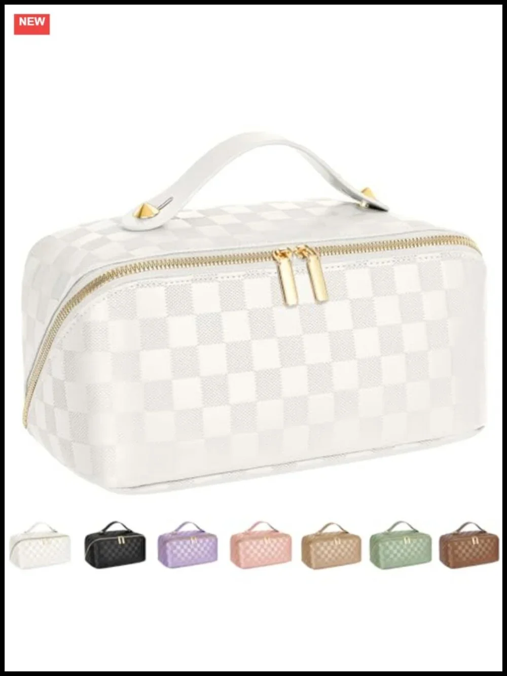 Large Capacity Travel Cosmetic Bag Waterproof PU Leather Makeup Organizer with
